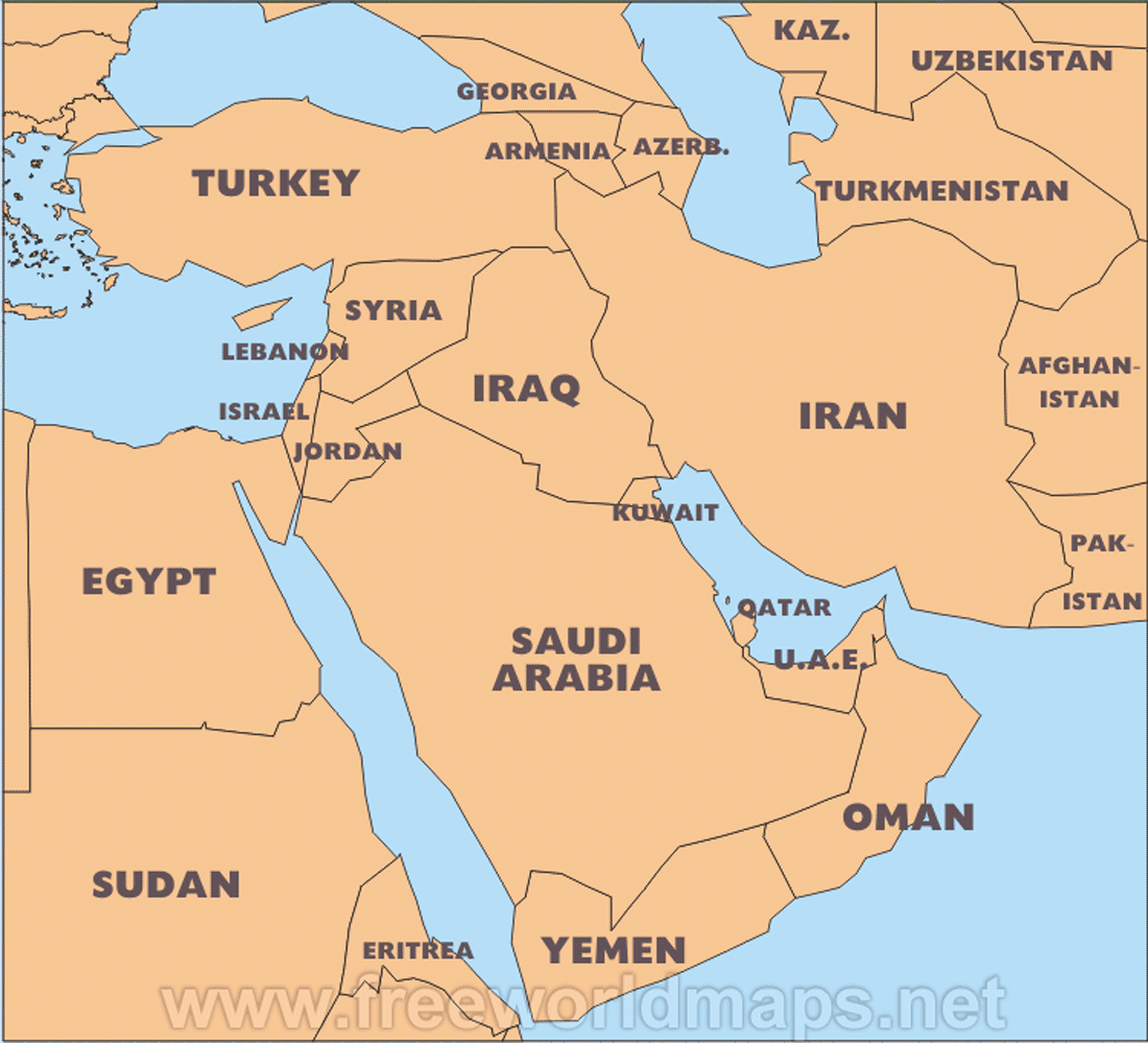Middle East Map Political 
