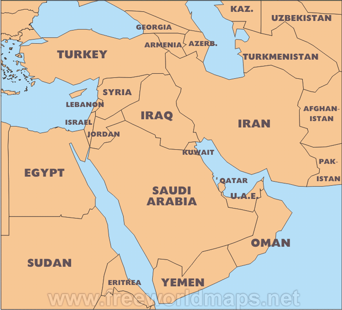 middle eastern countries map quiz